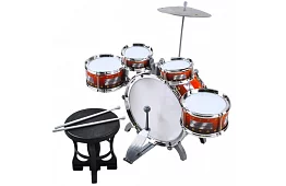 Set de tobe pentru copii cu 5 tamburi, cu cymbal și scaun.