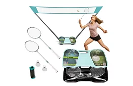 Set de badminton 4 în 1 – plasă, 2 rachete, mingi, geantă