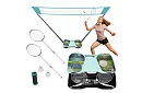 Set de badminton 4 în 1 – plasă, 2 rachete, mingi, geantă