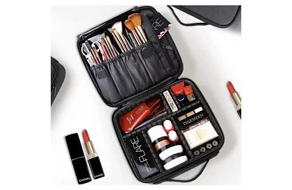 Geantă cosmetică organizator - cutie cosmetică cu fermoar și mânere