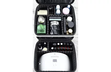 Geantă cosmetică organizator - cutie cosmetică cu fermoar și mânere