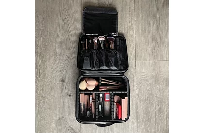Geantă cosmetică organizator - cutie cosmetică cu fermoar și mânere