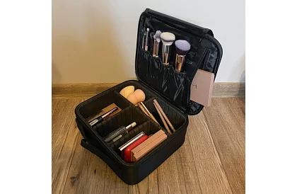 Geantă cosmetică organizator - cutie cosmetică cu fermoar și mânere
