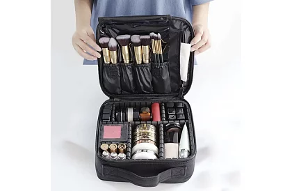 Geantă cosmetică organizator - cutie cosmetică cu fermoar și mânere