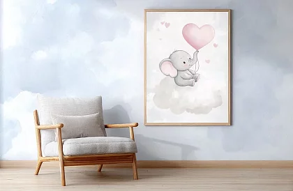 Elefantel cu balonul dragostei - imagine - Pui de elefant cu inimă roz 71