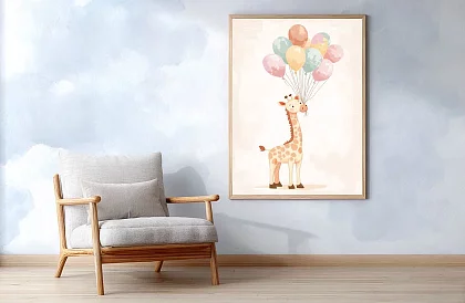 Girafa cu baloane - imagine - Girafa veselă cu baloane colorate 75