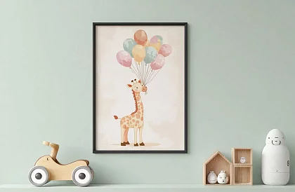 Girafa cu baloane - imagine - Girafa veselă cu baloane colorate 75