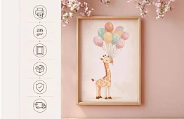Girafa cu baloane - imagine - Girafa veselă cu baloane colorate 75