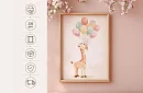 Girafa cu baloane - imagine - Girafa veselă cu baloane colorate 75