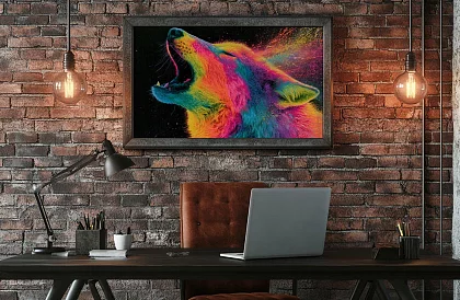 Puterea lupului de culori - imagine - Lup neon în strălucirea culorilor 82