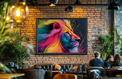 Regele junglei neon - imagine  - Leu colorat în stil modern 84