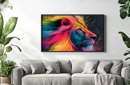 Regele junglei neon - imagine  - Leu colorat în stil modern 84