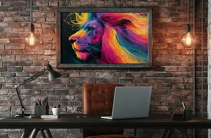 Regele energiei colorate - imagine - Leul neon în mișcare 85