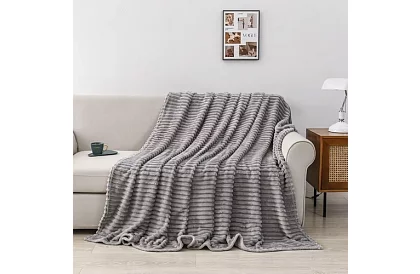 Plaid 160 × 200 cm – gri, microfibră, calitate premium