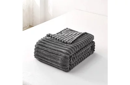 Plaid 160 × 200 cm – gri, microfibră, calitate premium