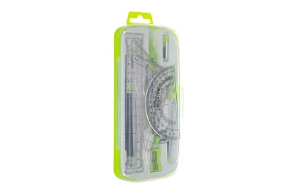 Set geometric de 10 piese – compas, riglă, raportor și materiale didactice