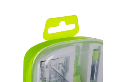Set geometric de 10 piese – compas, riglă, raportor și materiale didactice