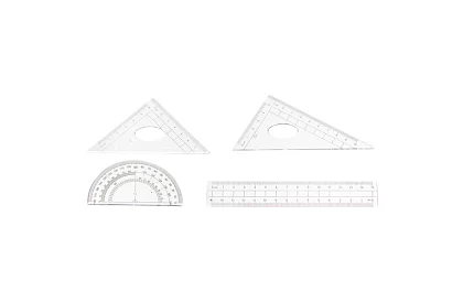 Set geometric de 10 piese – compas, riglă, raportor și materiale didactice