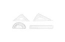 Set geometric de 10 piese – compas, riglă, raportor și materiale didactice