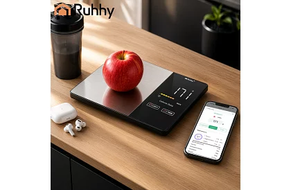 Cântar de bucătărie electronic de 5 kg cu Bluetooth, ecran LCD și analiză a caloriilor
