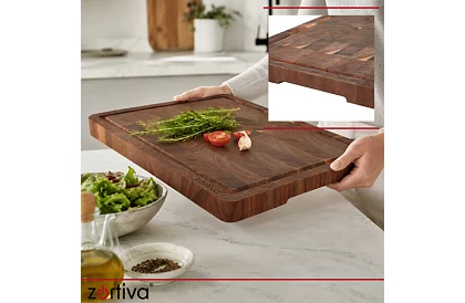 Placă de lemn pentru bucătărie 43 × 33 cm – placă masivă din lemn de acacia