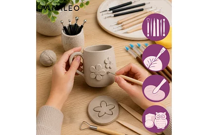 Set de modelare din lut 30 buc – lut autoîntăritor 1 kg cu unelte de sculptură
