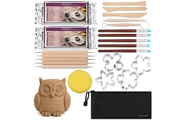 Set de modelare din lut 30 buc – lut autoîntăritor 1 kg cu unelte de sculptură