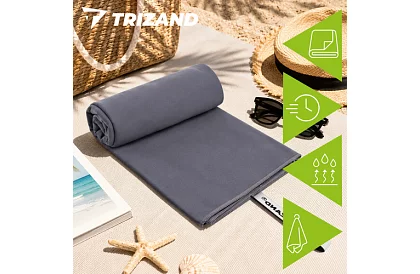 Prosop rapid de uscare 180 × 100 cm din microfibră – gri