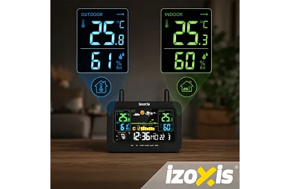 Stația meteorologică wireless cu termometru, higrometru, ceas - rază de acțiune 100 m