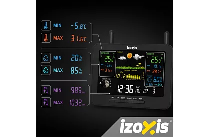 Stația meteorologică wireless cu termometru, higrometru, ceas - rază de acțiune 100 m