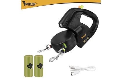 Automatice dublu Flexi lesă pentru 2 câini – 2 × 3 m, iluminare LED