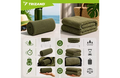 Prosop de mână din microfibră cu uscare rapidă 120 × 60 cm – verde