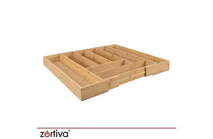 Organizator din bambus pentru sertare – suport de tacâmuri ajustabil