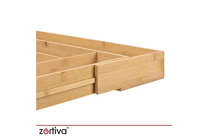 Organizator din bambus pentru sertare – suport de tacâmuri ajustabil