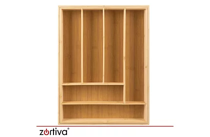 Organizator din bambus pentru sertare – suport de tacâmuri ajustabil