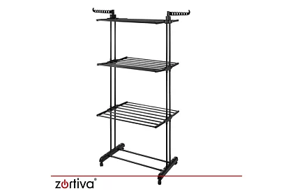 Răzătoare mare pliabilă pentru rufe cu roți - 3 niveluri, extensibilă, 178 cm