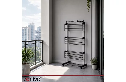 Răzătoare mare pliabilă pentru rufe cu roți - 3 niveluri, extensibilă, 178 cm
