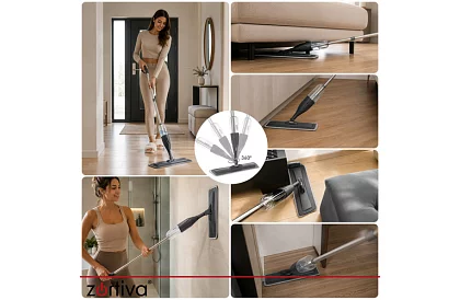 Mop spray cu pulverizator 300 ml + 3 huse din microfibră