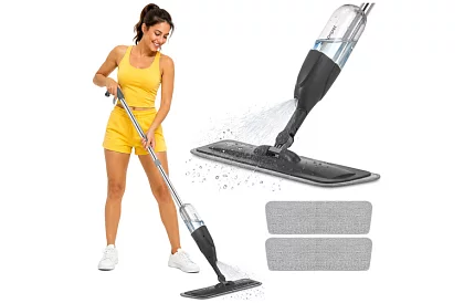 Mop spray cu pulverizator 300 ml + 3 huse din microfibră