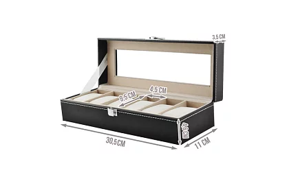 Organizator pentru 6 ceasuri și bijuterii cu capac transparent