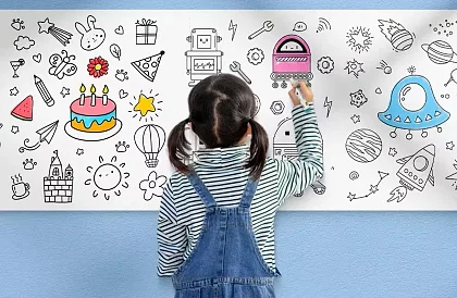 Rolă autocolantă pentru desenat pentru copii 300 × 30 cm