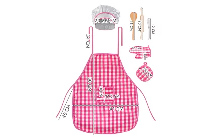 Set de gătit pentru copii Little Chef 7 în 1 – șorț, pălărie, mănuși și ustensile de bucătărie