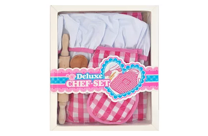 Set de gătit pentru copii Little Chef 7 în 1 – șorț, pălărie, mănuși și ustensile de bucătărie