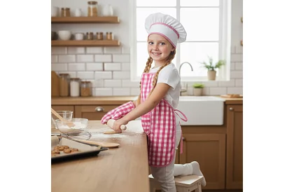 Set de gătit pentru copii Little Chef 7 în 1 – șorț, pălărie, mănuși și ustensile de bucătărie