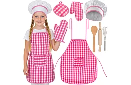 Set de gătit pentru copii Little Chef 7 în 1 – șorț, pălărie, mănuși și ustensile de bucătărie