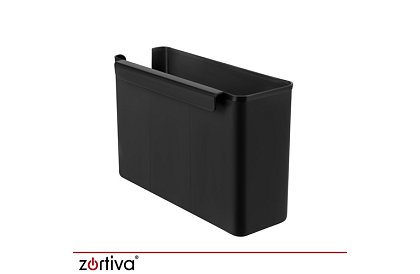 Suport pentru vase, cu două niveluri, mare de 43 cm - negru cu compartiment pentru tacâmuri