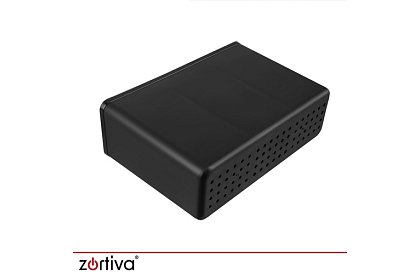 Suport pentru vase, cu două niveluri, mare de 43 cm - negru cu compartiment pentru tacâmuri