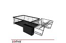 Suport pentru vase, cu două niveluri, mare de 43 cm - negru cu compartiment pentru tacâmuri