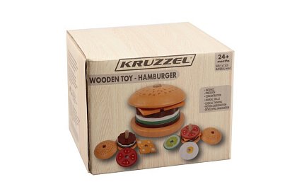 Puzzle din lemn Burger – jucărie educativă pentru dezvoltarea motricității și a gândirii logice