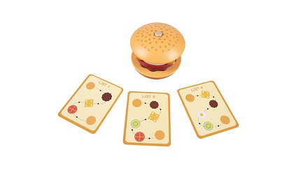 Puzzle din lemn Burger – jucărie educativă pentru dezvoltarea motricității și a gândirii logice